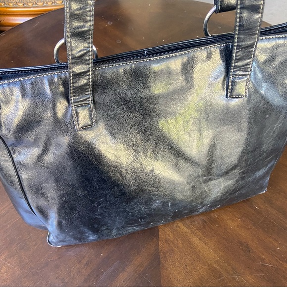 Buxton Elegant Black Leather Tote Bag - Picture 3 of 5